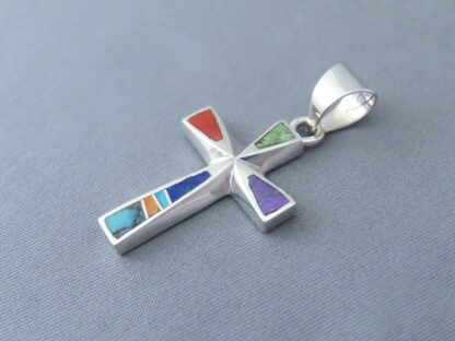 Inlaid Multi-Color Cross Pendant