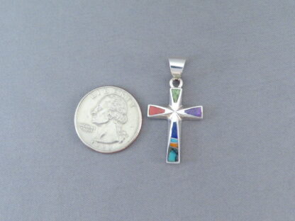 Inlaid Multi-Color Cross Pendant