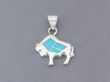 Smaller Bison Pendant with Turquoise Inlay