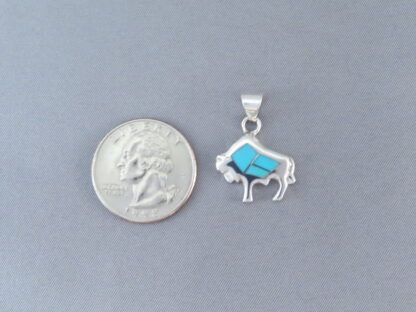 Smaller Bison Pendant with Turquoise Inlay