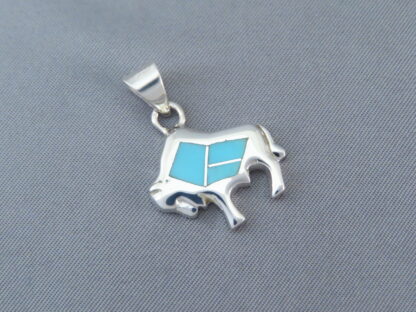 Smaller Bison Pendant with Turquoise Inlay