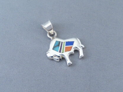 Inlaid Multi-Color Little Buffalo (Bison) Pendant