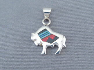 Buffalo Slider Pendant with Multi-Stone Inlay