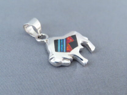 Buffalo Slider Pendant with Multi-Stone Inlay